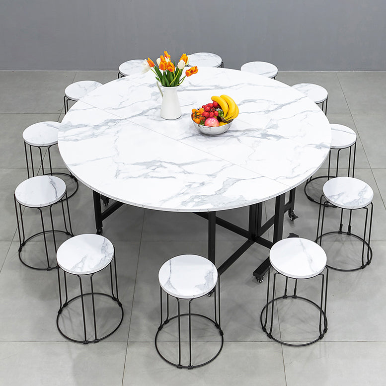 Mid-Century Round MDF Dining Table Standard Dining Table for Kitchen
