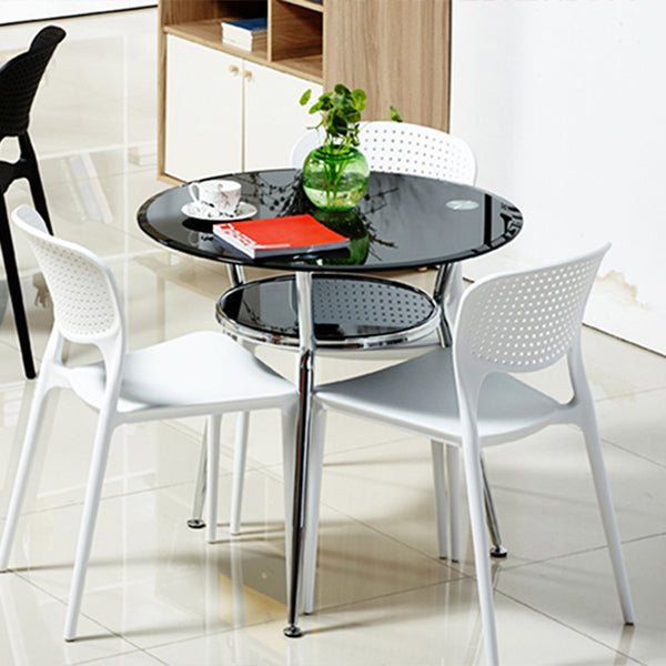 Esstisch aus Glas im modernen Stil, runder Tisch mit Metallgestell für den Heimgebrauch