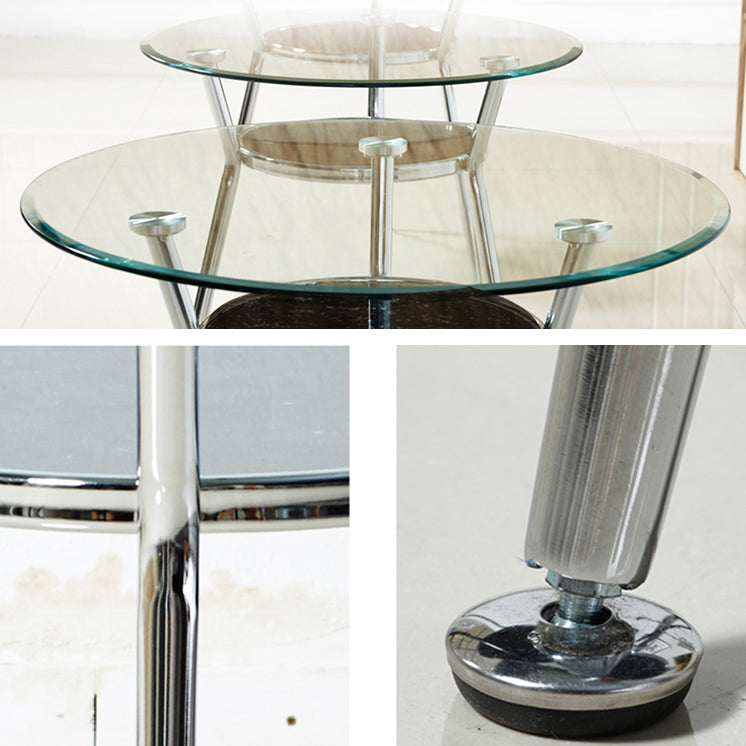 Esstisch aus Glas im modernen Stil, runder Tisch mit Metallgestell für den Heimgebrauch