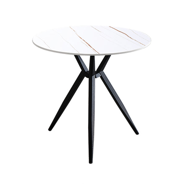 Traditional Luxury Style Dining Table Round Sintered Stone Table with Metal