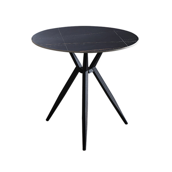 Traditional Luxury Style Dining Table Round Sintered Stone Table with Metal