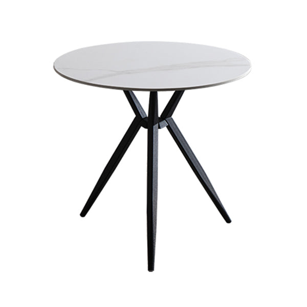 Traditional Luxury Style Dining Table Round Sintered Stone Table with Metal