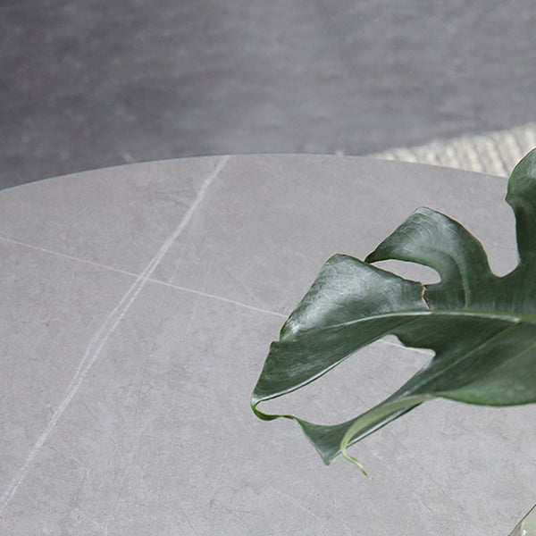 Traditional Luxury Style Dining Table Round Sintered Stone Table with Metal