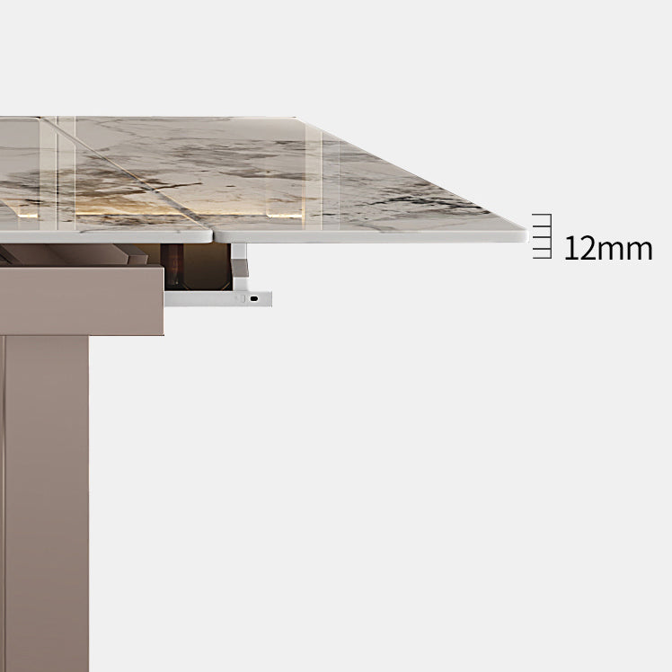 Traditional Luxury Style Dining Table Rectangle Sintered Stone Table with Double Pedestal