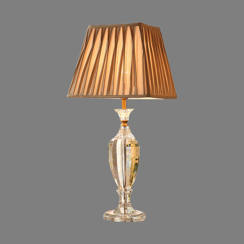 Lampada da tavolo a forma di vaso Lampada da comodino contemporanea in cristallo trasparente con 1 lampadina in beige