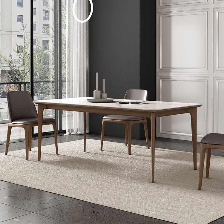 Vast hout midden-eeuwse moderne tafel rechthoekige gesinterde stenen boventafel voor eetkamer