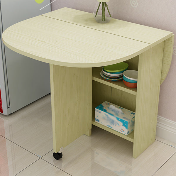Solid Wood Mid-Century Modern Table Oval Solid Wood Top Table with Drop Leaf