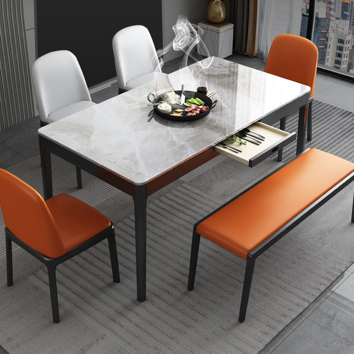 Rechteck dreifarbige Esstisch Sinterstein Tisch Vintage mit Schublade