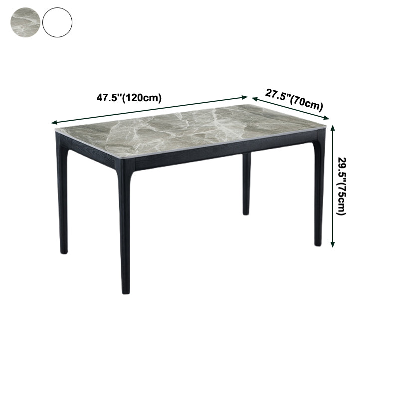 Rectangle Mid-Century Modern Dining Table Two-Color Fixed Table with Sintered Stone
