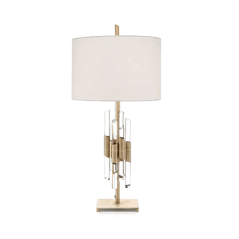 1 Kopf Wohnzimmer Schreibtisch Helles moderne weiße Nachttischlampe mit Zylinderstoffschatten