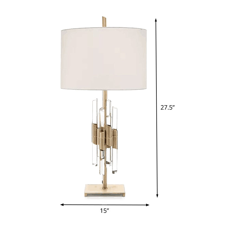 1 Kopf Wohnzimmer Schreibtisch Helles moderne weiße Nachttischlampe mit Zylinderstoffschatten