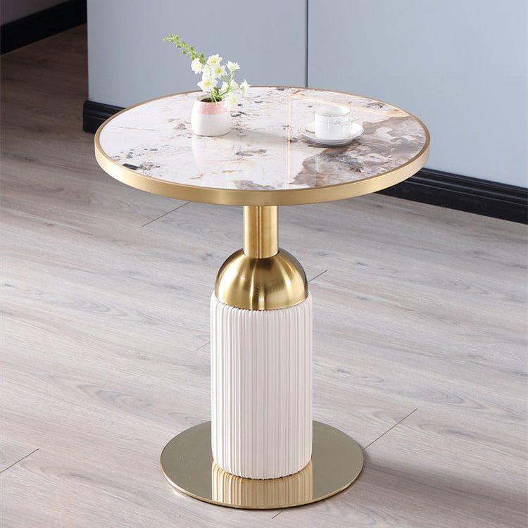 Metal Traditional Luxury Dining Table Sintered Stone Dining Table with Pedestal
