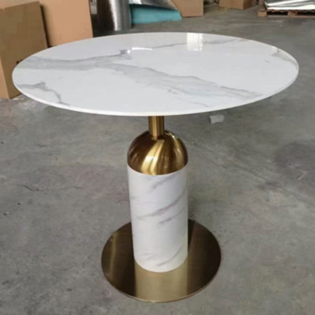 Metal Traditional Luxury Dining Table Sintered Stone Dining Table with Pedestal