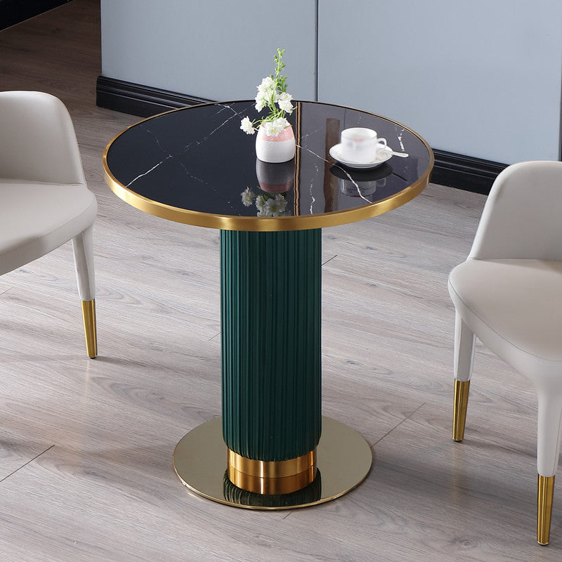 Metal Traditional Luxury Dining Table Sintered Stone Dining Table with Pedestal