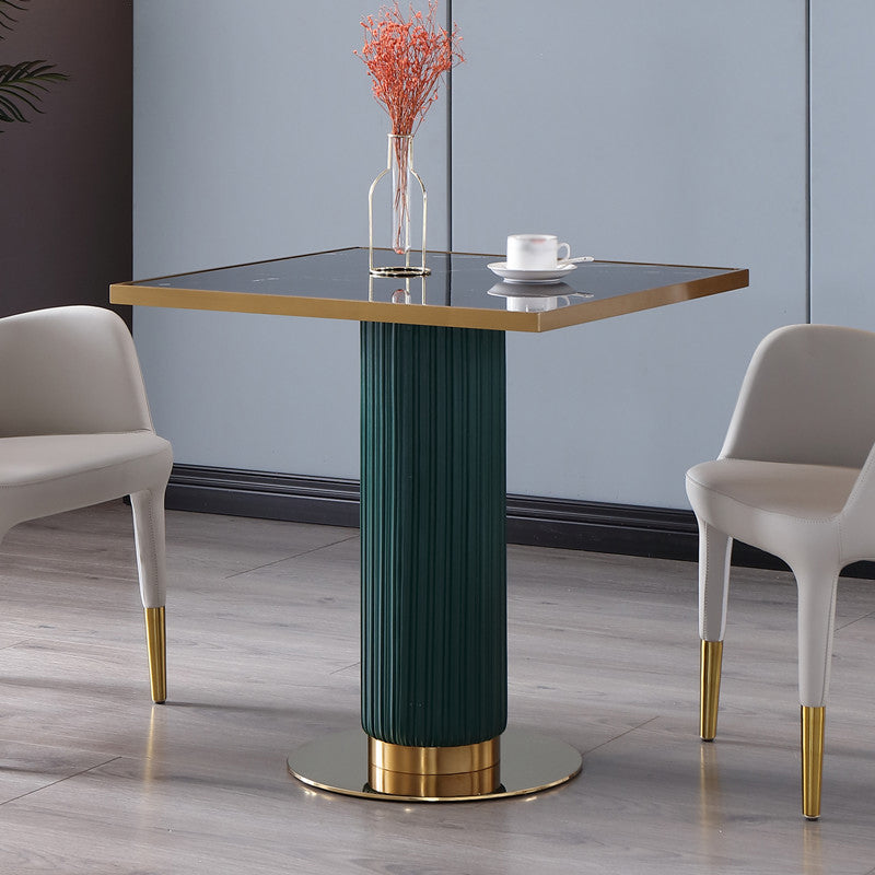 Metal Traditional Luxury Dining Table Sintered Stone Dining Table with Pedestal