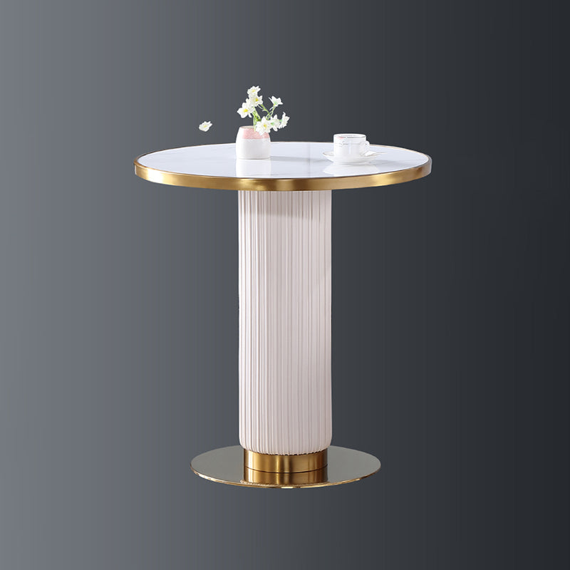 Metal Traditional Luxury Dining Table Sintered Stone Dining Table with Pedestal