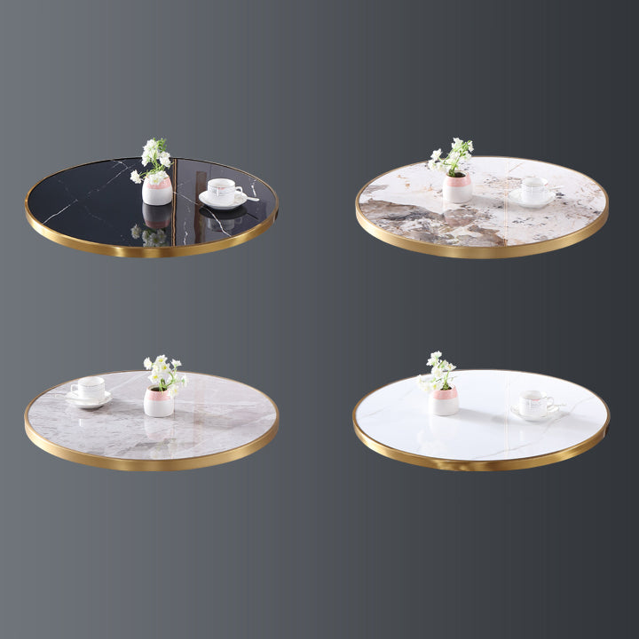 Metal Traditional Luxury Dining Table Sintered Stone Dining Table with Pedestal