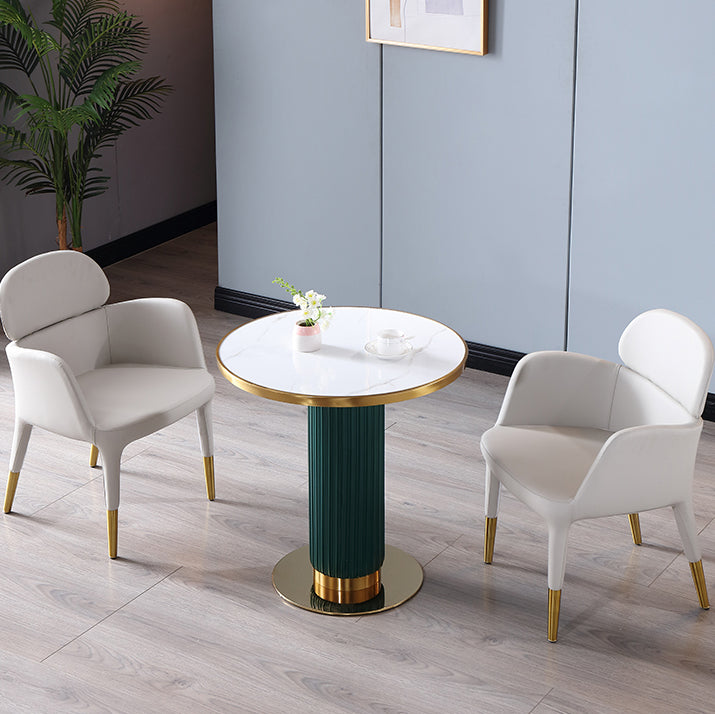 Metal Traditional Luxury Dining Table Sintered Stone Dining Table with Pedestal
