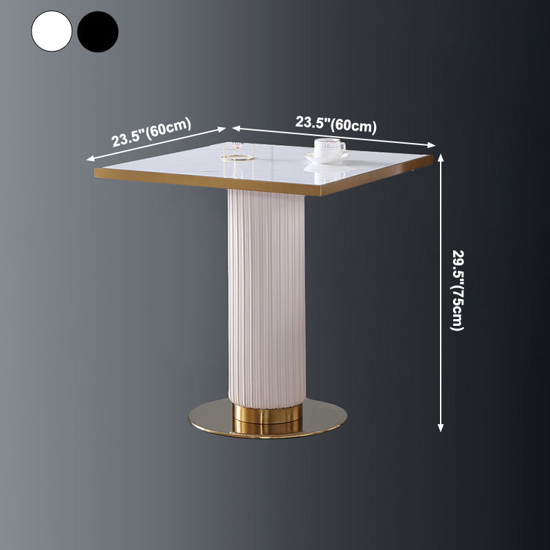 Metal Traditional Luxury Dining Table Sintered Stone Dining Table with Pedestal