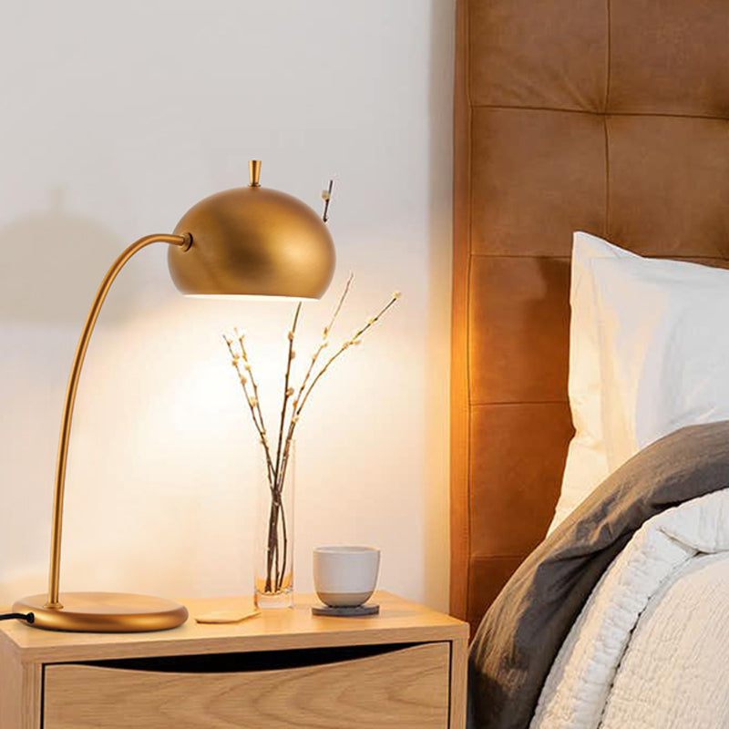 Metal Dome Nightstand Light Modernism 1 Light Brass Night Table Lighting for Bedroom