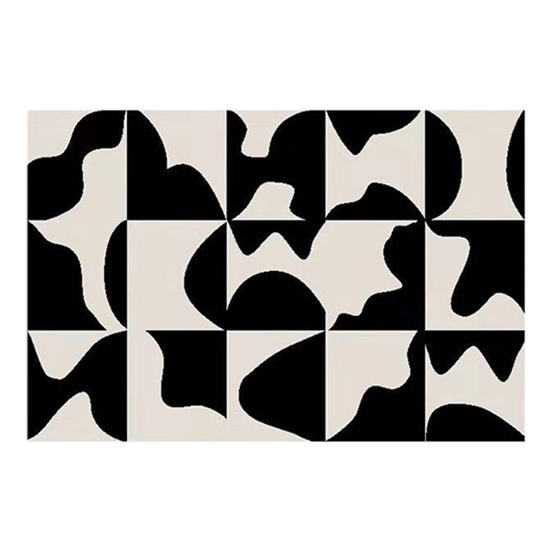 Chic Geometric Pattern Rug Black Modern Carpet Anti-Slip Washable Area Rug for Home Decor