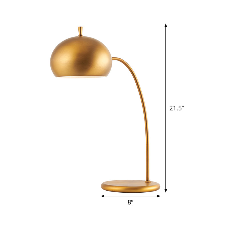 Metal Dome Nightstand Light Modernism 1 Light Brass Night Table Lighting for Bedroom