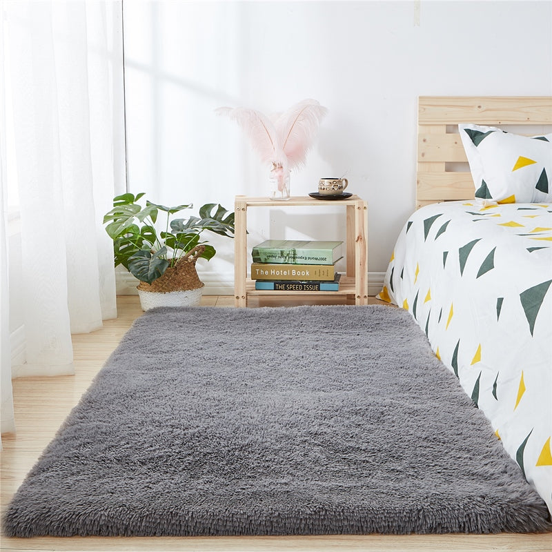 Chic Solid Color Area Rug Plush Modern Area Carpet Non-Slip Backing Rug for Bedroom