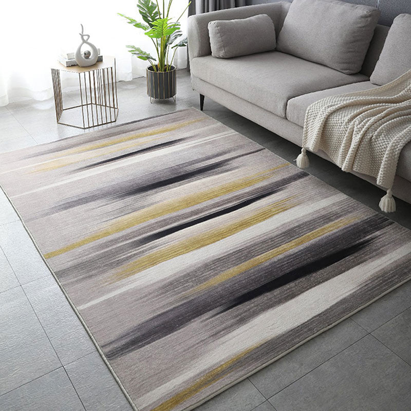 Modern Abstract Pattern Area Rug Grey Polyester Carpet Stain Resistant Area Rug for Home Decor