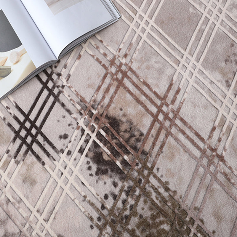 Modern Abstract Pattern Area Rug Grey Polyester Carpet Stain Resistant Area Rug for Home Decor