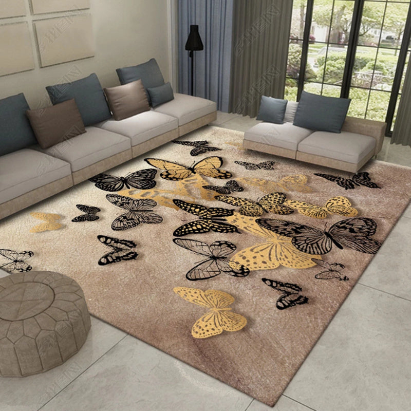 Brown Animals Pattern Rug Modern Polyester Area Carpet Stain Resistant Area Rug for Home Decor