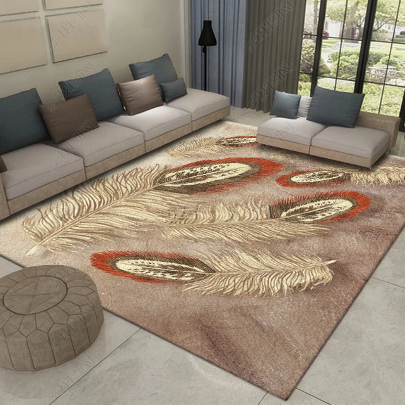Brown Animals Pattern Rug Modern Polyester Area Carpet Stain Resistant Area Rug for Home Decor