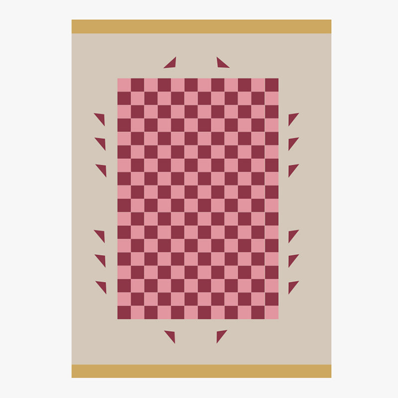 Pink Modern Carpet Plaid Pattern Polyester Area Rug Easy Care Rug for Home Decor