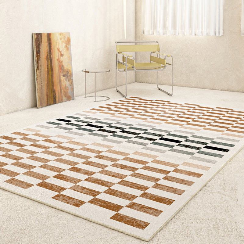 Brown Modern Carpet Geometric Pattern Polyester Area Carpet Anti-Slip Area Rug for Home Decor