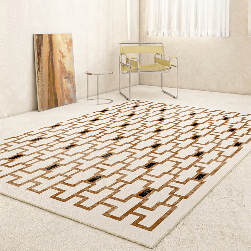 Brown Modern Carpet Geometric Pattern Polyester Area Carpet Anti-Slip Area Rug for Home Decor