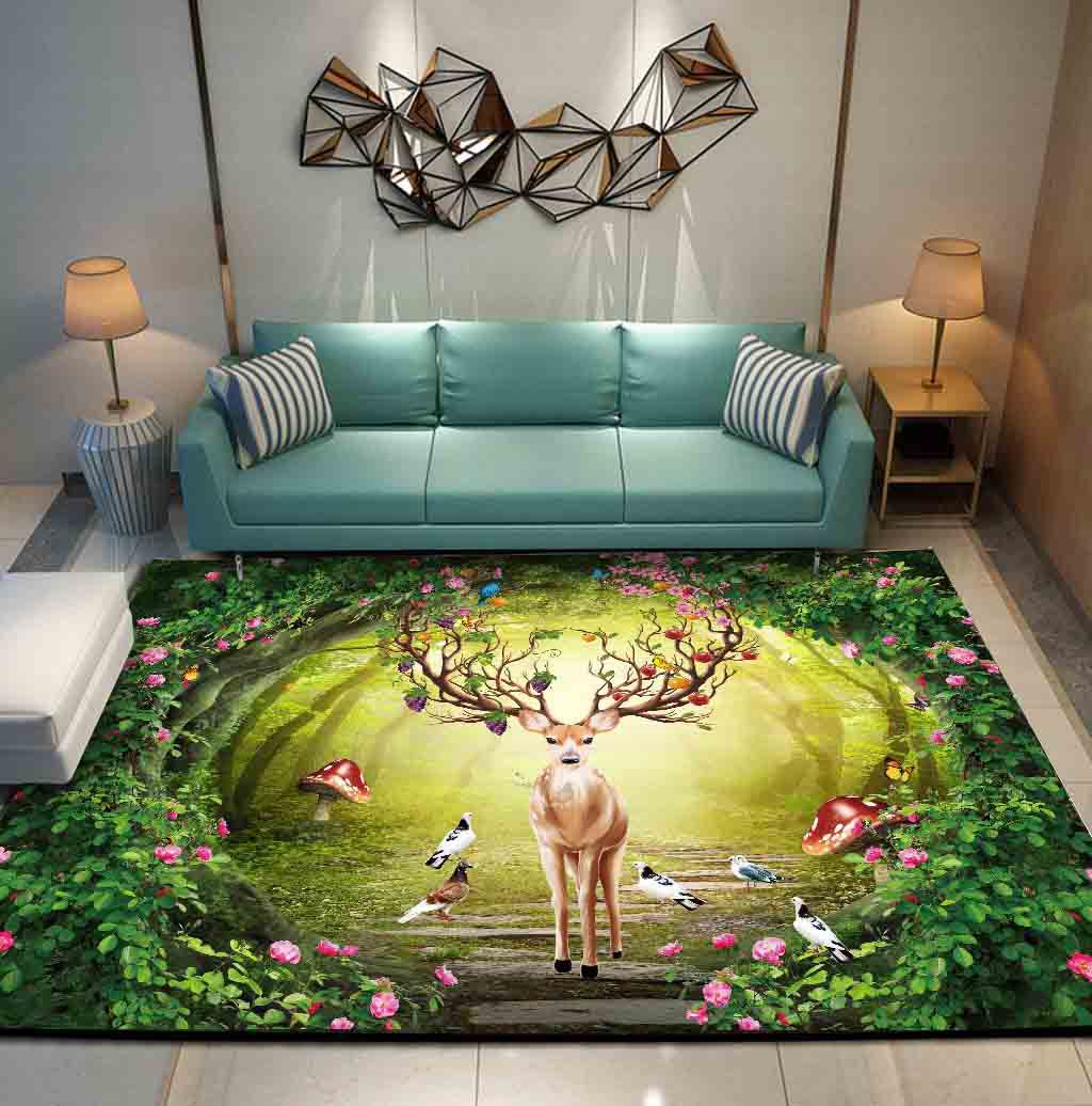 Fancy Modern Carpet Animals Pattern Polyester Area Rug Non-Slip Backing Rug for Home Decor