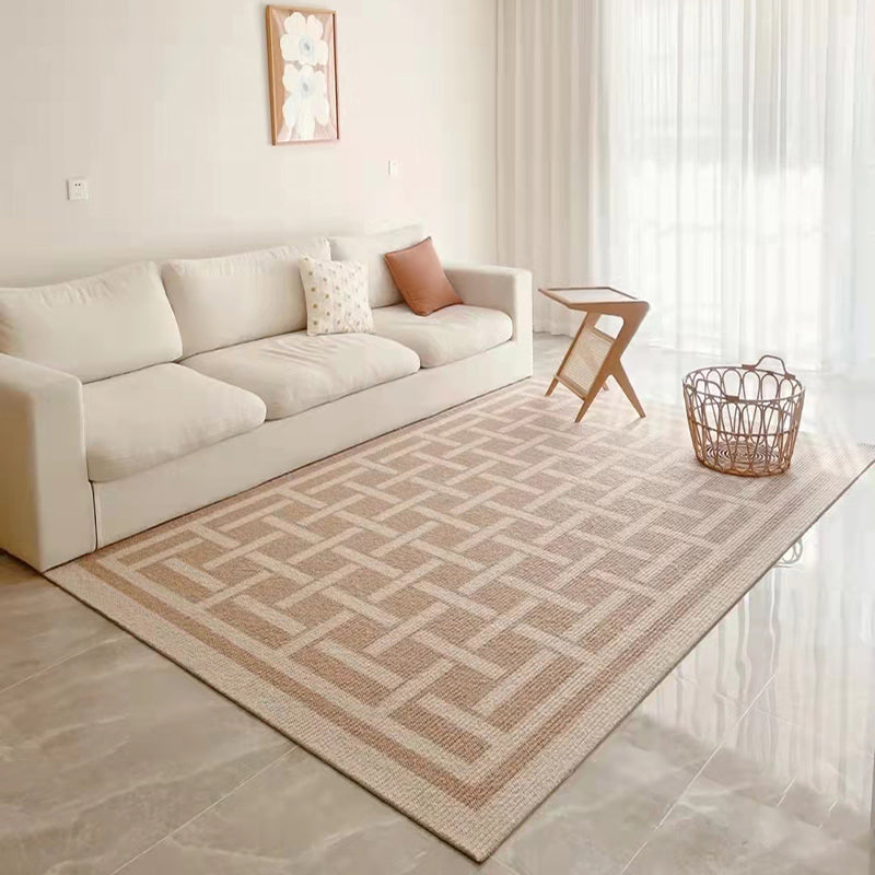 Chic Brown Area Rug Plaid Print Polyester Area Carpet Stain Resistant Rug for Home Decor