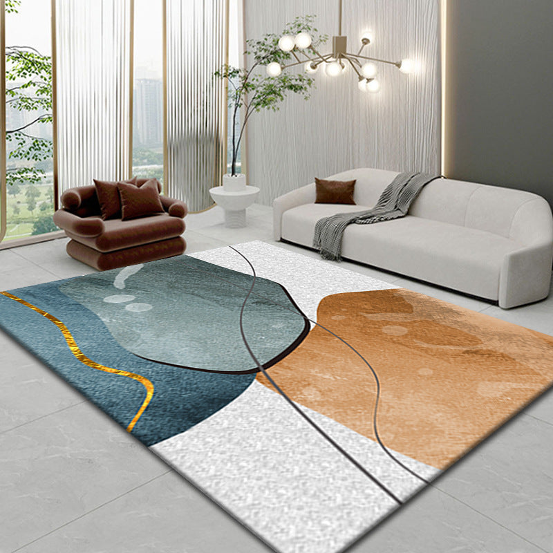 Modern Washable Carpet Stylish Abstract Print Rug Polyester Stain Resistant Carpet for Home Decor