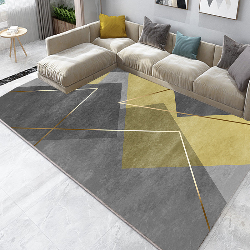 Minimalist Indoor Rug Modern Geometry Pattern Rug Polyester Stain Resistant Area Rug for Living Room
