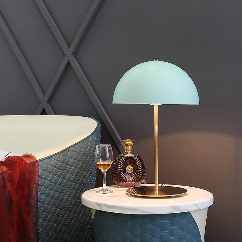 Lámpara de mesa nocturna de domo Metal moderno 1 bombilla iluminación de mesita de noche para dormitorio