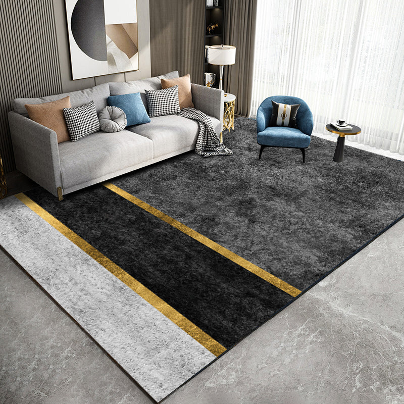 Atrovirens Washable Carpet Leisure Contrast Panel Area Rug Polyester Area Carpet for Living Room