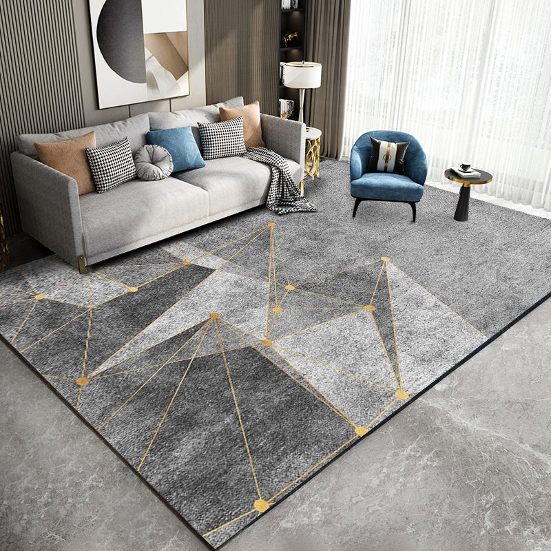 Atrovirens Washable Carpet Leisure Contrast Panel Area Rug Polyester Area Carpet for Living Room