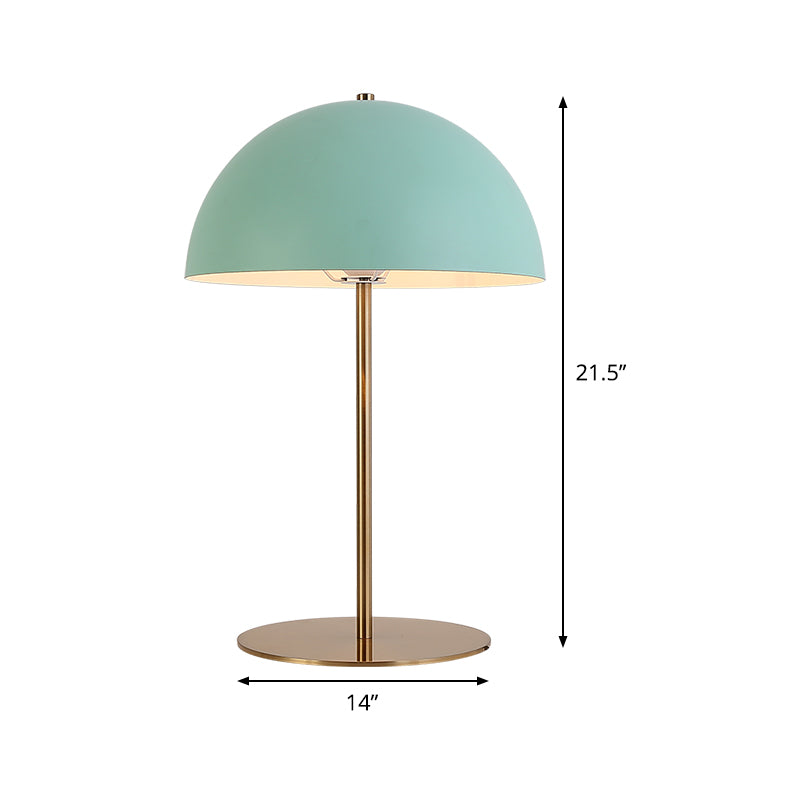 Lámpara de mesa nocturna de domo Metal moderno 1 bombilla iluminación de mesita de noche para dormitorio