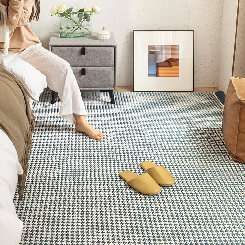 Black Modern Area Rug Houndstooth Pattern Polyester Area Carpet Stain Resistant Rug for Home Decor