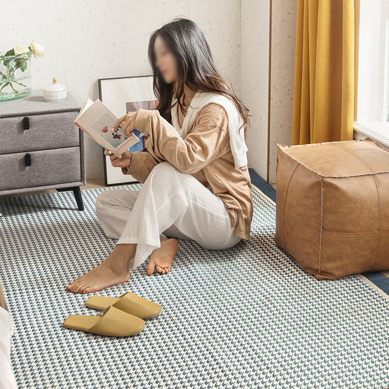 Black Modern Area Rug Houndstooth Pattern Polyester Area Carpet Stain Resistant Rug for Home Decor