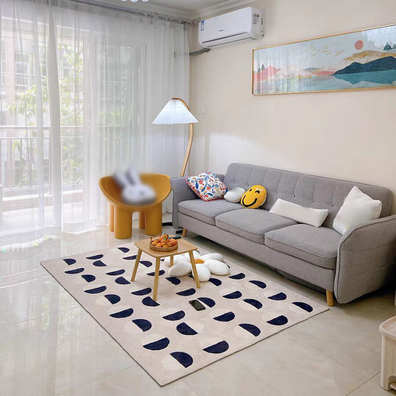 Fancy Modern Area Rug Geometric Pattern Polyester Area Carpet Non-Slip Backing Rug for Home Decor