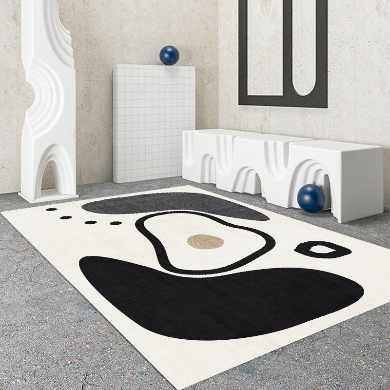Modern Drawing Room Area Rug Color Block Polyester Area Carpet Non-Slip Backing Area Rug