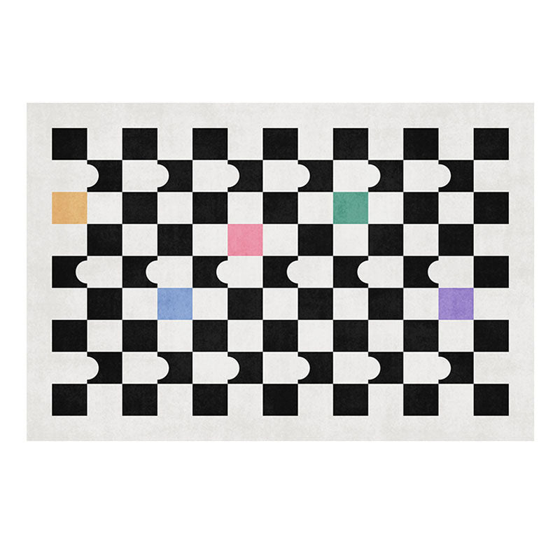 Green Living Room Area Rug Plaid Pattern Polyester Area Carpet Non-Slip Backing Rug