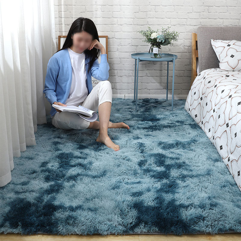 Fancy Plush Area Rug Tie-Dye Pattern Polyester Area Carpet Non-Slip Backing Rug for Bedroom