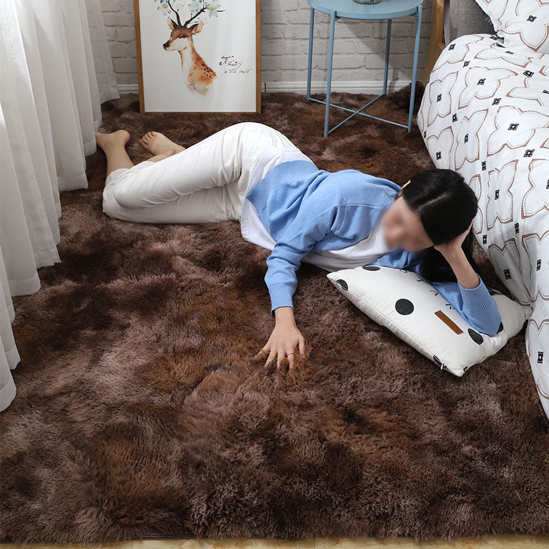 Fancy Plush Area Rug Tie-Dye Pattern Polyester Area Carpet Non-Slip Backing Rug for Bedroom