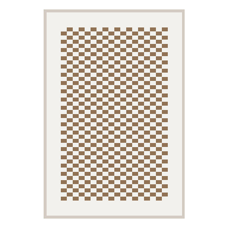 Fancy Plaid Print Area Rug Modern Polyester Area Carpet Non-Slip Backing Rug for Drawing Room